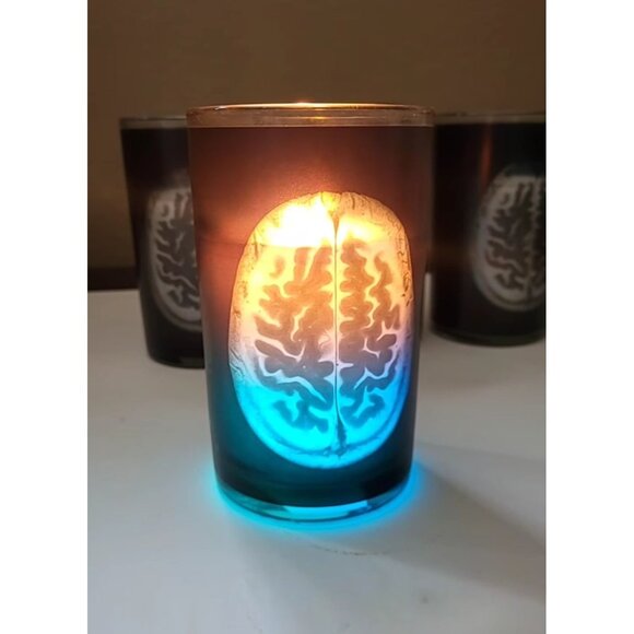 Other - Brain MRI Glass Candle Holders With Color-Changing Illumination